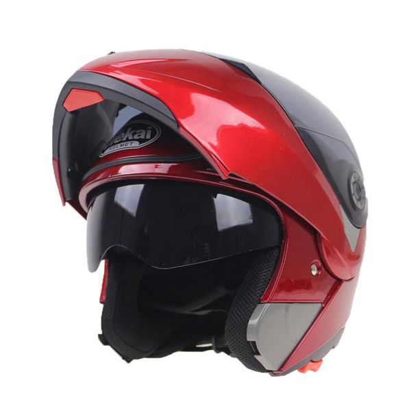 

professional motorcycle helmets flip up double lens racing full face helmet for scooter motorbike moto bike motocross casque