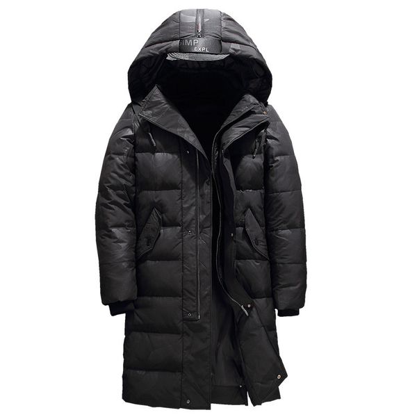 

russia winter jacket for men extra thick wind breaker long coat men camouflage white duck down jacket snow coat, Black