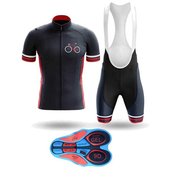 

sptgrvo 2020 new men fashion cycling set summer short sleeve mtb bicycle jersey pro breathable 9d bib shorts bike clothing suit, Black;blue