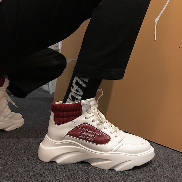 

2019 new men chunky sneakers casual shoes height platform sneaker fashion designer male shoes zapatos hombre vestir o1-03, Black