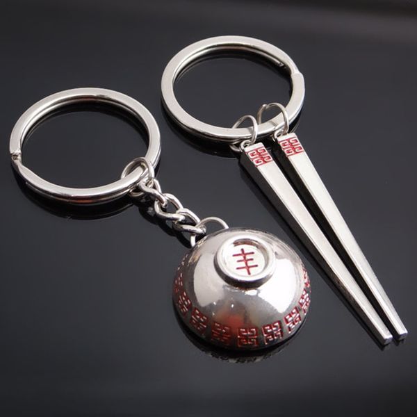 

bowls and chopsticks keychain car key ring family to friendship agreement sisters keychain couple keychain, Silver