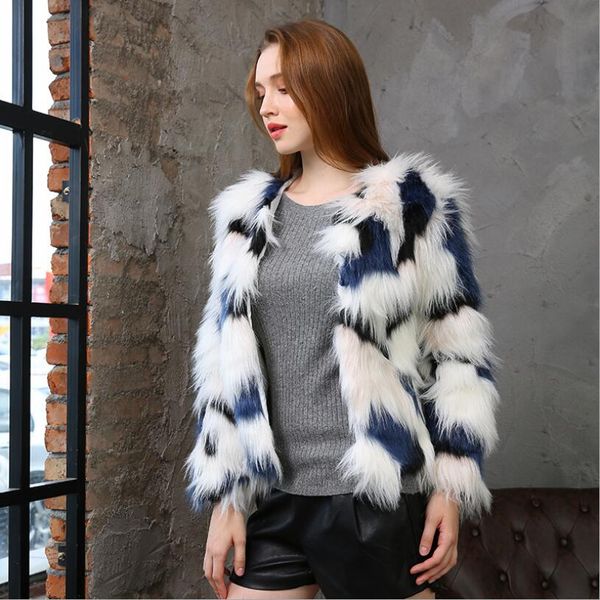 

faux fur coat plus sizes-6xl winter new fashion coats woman faux fur jacket short women's fluffy jacket, Black