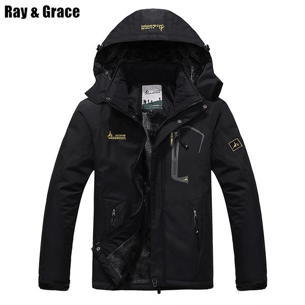 

ray grace plus size winter outdoor coat warm thick windbreaker hiking clothes sportswear ski snowboard jacket men women parka, Blue;black