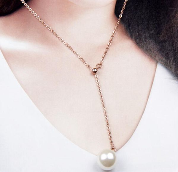 

pearl pendant necklace adjustable rose gold necklace jewelry drop shipping, Silver