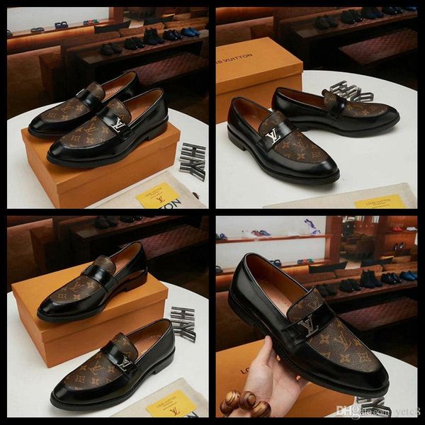 

20fw 2019 new men leather dress shoes luxury brands shoes classic brogue mans footwear formal shoes bullock shoe big size 38-45 yecq3, Black