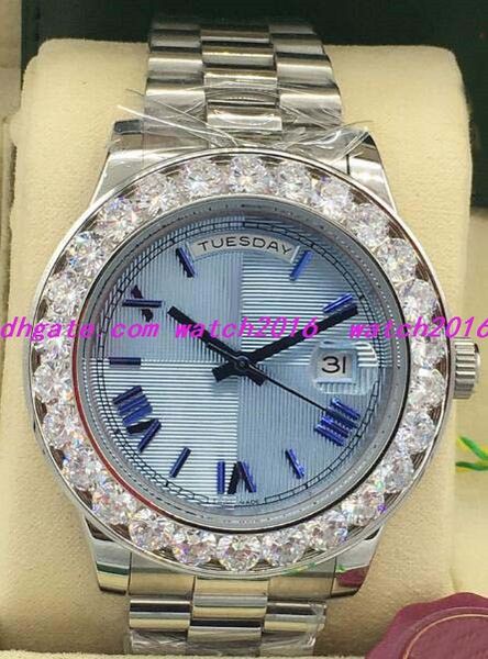 

6 style luxury watch bigger diamond bezel 228206 platinum 40mm ice blue arabic rare dial automatic fashion men's watch wristwatch, Slivery;brown