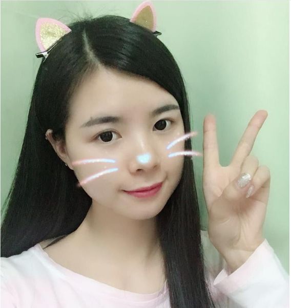 

2pcs/ pair clips lovely cat ears hairpin headwear children hair ornaments hair accessories christmas gift cloth alloy, Golden;silver