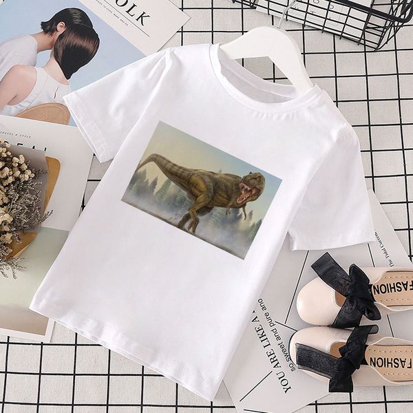

new shelves toddler shirt summer knife dinosaur pattern korean design cool boys t-shirt round neck girls retro cute ancient, Blue