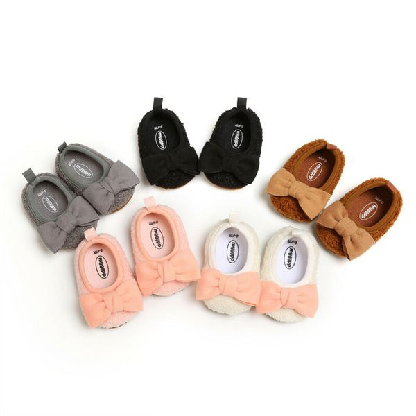 

fashion baby girl boy solid bow soft booties spring autumn snow boots infant toddler newborn warm shoes, Black