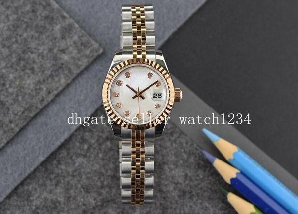 

women's automatic movement fashion 28mm pink dial 2671 eta watches ladies 279174 sapphire crystal 279160 date just 279165 wristwatches, Slivery;brown