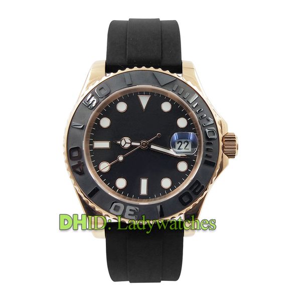 

casual mens watch automatic mechanical movement automatic date black matte bezel casual rubber pin buckle designer watch with box r29, Slivery;brown