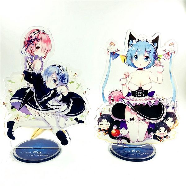 

anime life in a different world from zero keychian rem emilia ram cute fun cartoon acrylic key ring fashion personalized jewelry, Silver