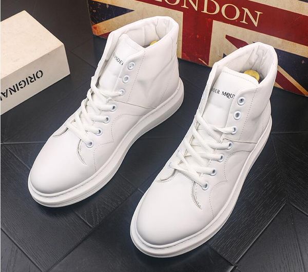 

2019 New style Men Causal Shoes Autumn Winter Front Lace-Up Leather Ankle Boots Shoes Man Casual High Top Canvas Men BMM412