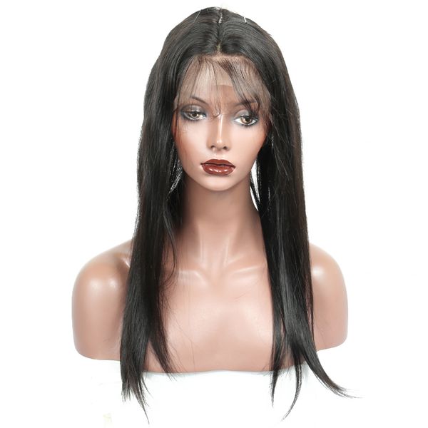 

360 lace frontal closure pre plucked with baby hair lace frontal closure brazilian straight hair non-remy lace frontal, Black