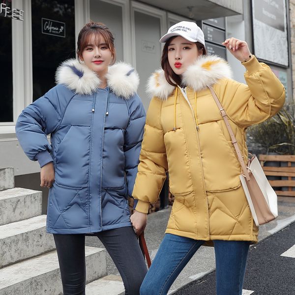 

korean winter jacket 2019 with 6 colors, thick skin collar and children's parka warm coat, Black