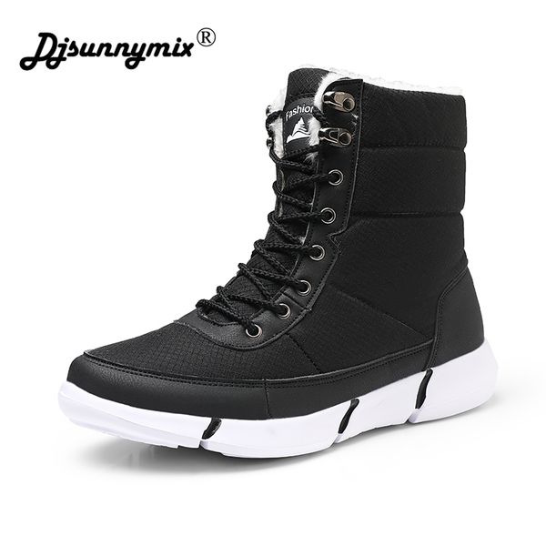 

super warm men winter boots quality snow boots for men waterproof warm winter shoes men's ankle with fur bis size, Black