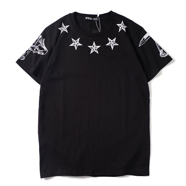 

горячая осень лето brand new mens t-рубашка с коротким рукавом черный белый 5 остроконечные star t shirt mens конструктора t-shirt tee вокру, White;black