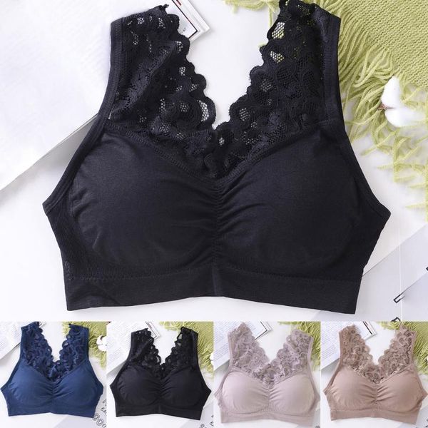 

female vest front zipper push up bra full cup lace bras women bralette plus size seamless wireless gather brassiere#w, Red;black