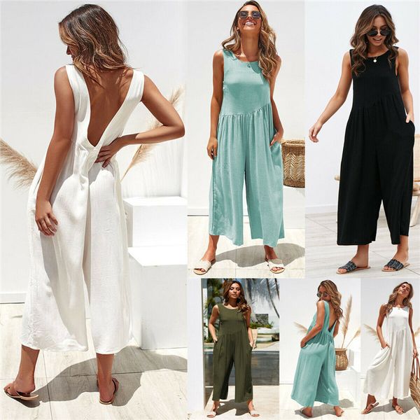 

женская комбинезон bodysuit женщины 2019 лето горячие женщины комбинезон моды рукавов комбинезона romper вскользь свободное backless свободн, Black;white