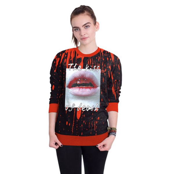 

2018 style halloween stage party performance clothing european and american round neck wild fashion sweater, Black;red