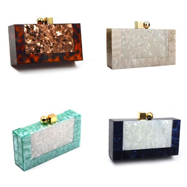 

fashion women acrylic evening shoulder bag bridal glitter marble patchwork clutch lady party prom wedding crossbody handbag tote