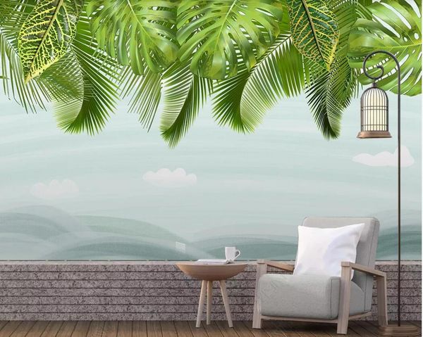 

3d wallpaper custom p mural nordic new green leaves watercolor style cactus home decor wall art pictures wallpaper for walls 3 d