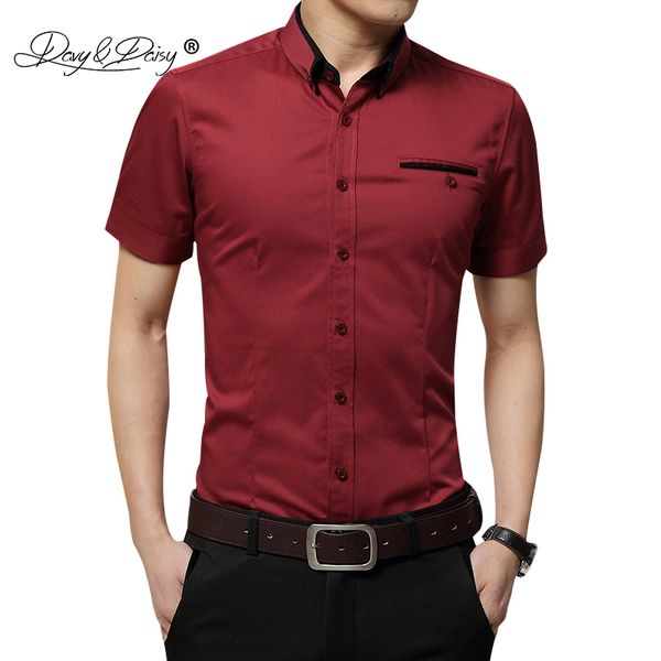 

davydaisy 2019 new arrival men's shirt brand summer men cotton short sleeves dress shirt turn-down collar plus size 5xl ds-236, White;black