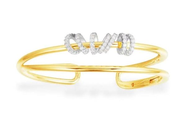 

925 sterling silver gorgeous gold color double open charm big circle bangle with sliding rings wedding jewelry, Black