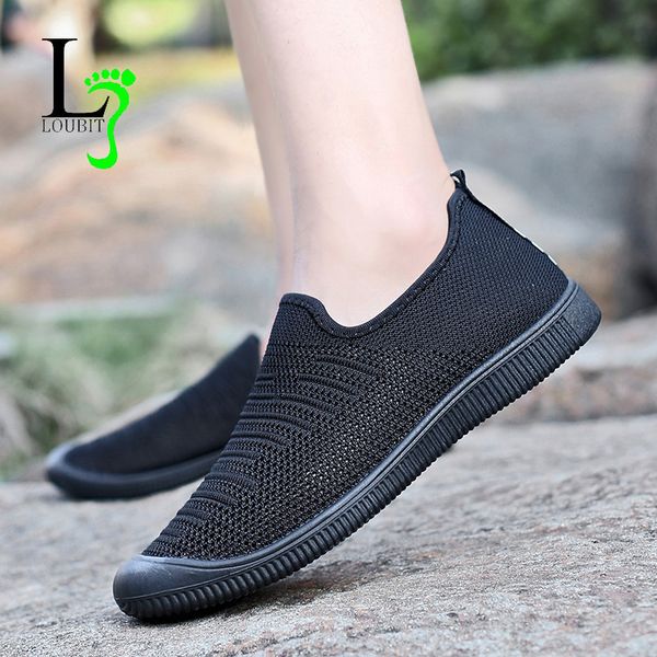 

men sneakers summer casual shoes men tenis masculino adulto slip on flats footwear 2019 breathable shoes mesh fashion loafers, Black