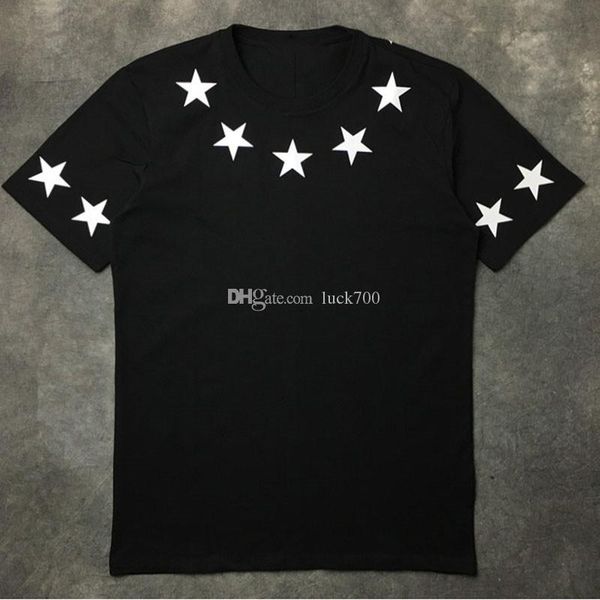 

19ss luxury mens конструктора тенниски хлопка способа пару с коротким рукавом мужские star print casual tees черный размер s-2xl, White;black