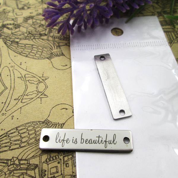 

40pcs--"life is beautiful connector"stainless steel charms more style for choosing diy charms pendants for necklace, Bronze;silver