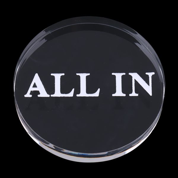 

transparent acrylic all-in chips, poker dealer button running pants, Black;blue