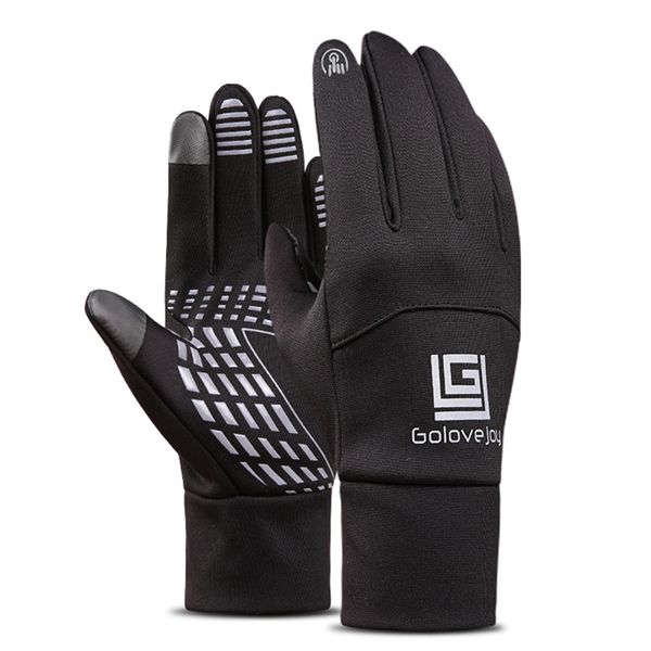 

men thickened leather gloves fleece lined wind-proof anti-skid thermal touch screen outdoor cycling snowboard gloves