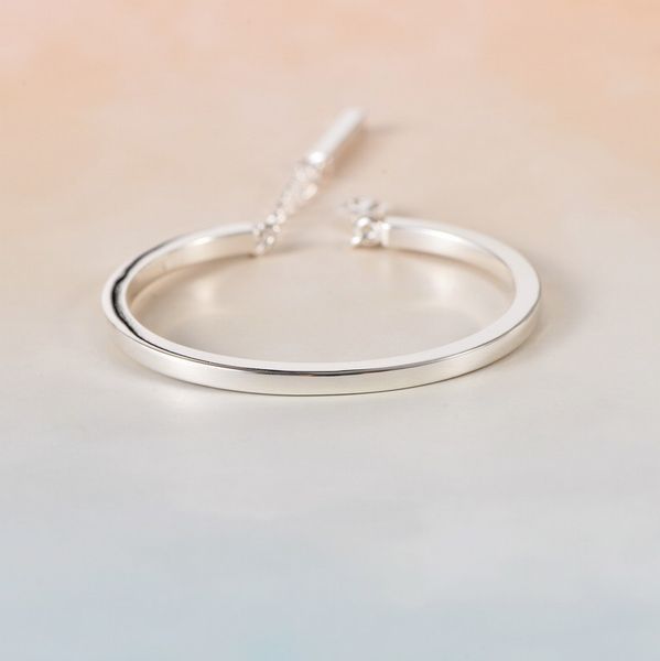 

tb2150 925 smooth opening simple fringe fashion sterling silver bracelet, Golden;silver