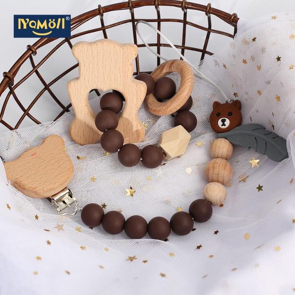 

baby personalized rattles set animal elk amigurumi elephant teether wooden pacifier clip holder chainbpa nursing toys