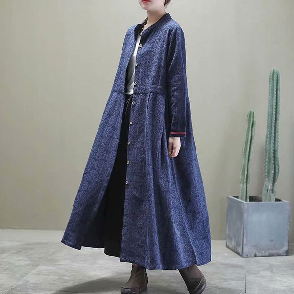 

women's trench coats cotton linen crew neck coat t153, Tan;black