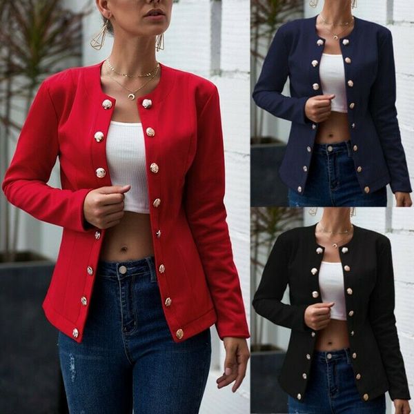 

womens designer jacket solid color autumn elegant double breasted long sleeved crew neck jackets womens fashion coats, Black;brown