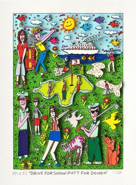 

james rizzi - drive for show - putt for dough home decor handpainted oil painting on canvas wall art canvas pictures 191223