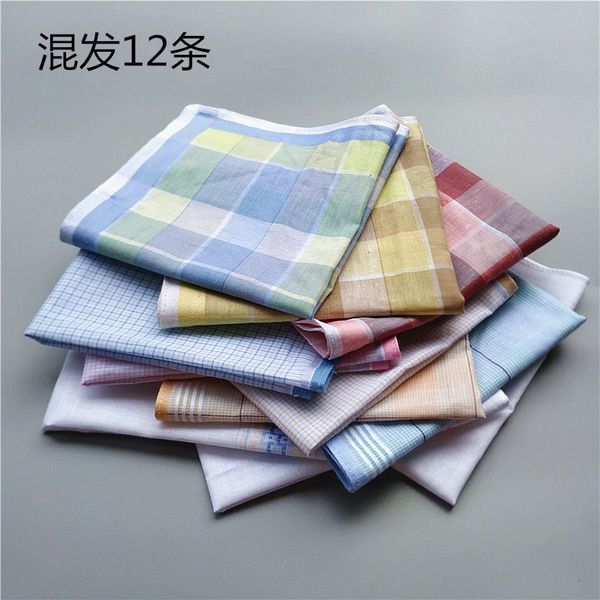 

12 portable small handkerchief womens sweat-absorbent cotton nostalgic vintage square mens cotton handkerchief sweat towel, White