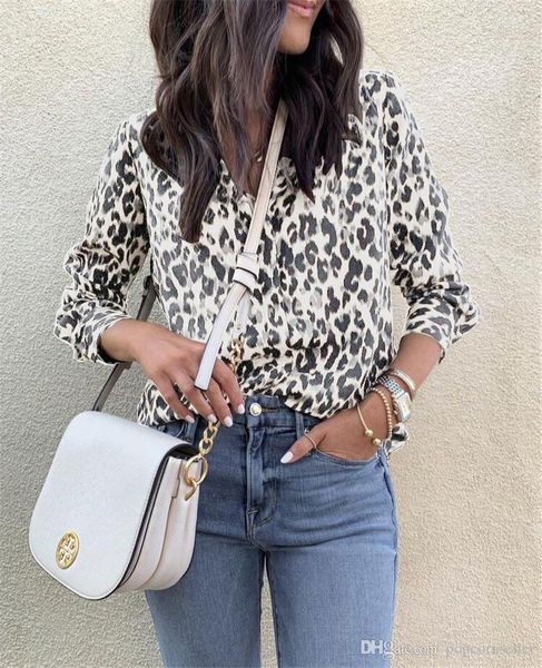 

fashion designer women shirts autumn and winter style leopard print shirt loose female clothing, White