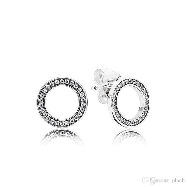 

authentic 925 sterling silver circles earring with original box fit eternal pandora jewelry stud earring women wedding gift earrings