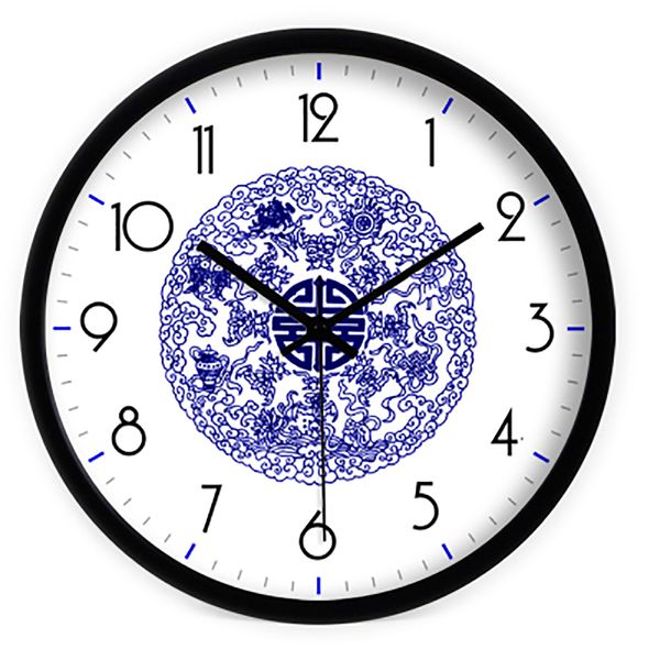 

blue porcelain art simple antique clock creative silent big vintage large digital watch wall clock modern design zegary clocks