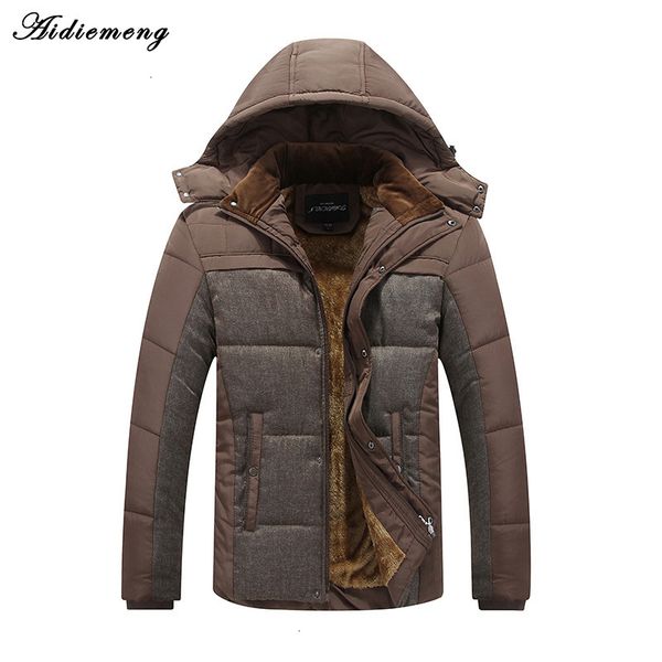 

men's winter jacket aideemeng parka fashion cotton hat men's overcoat jacket, Black
