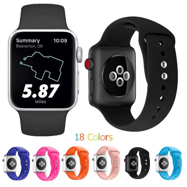 Pulseira esportiva de substituição de silicone macio para Apple Watch Series8 7 6 5 4/3/2/1 42 mm 38 mm Pulseira de pulso para iWatch Ultra 40 mm 44 mm 41 45 mm Acessórios para pulseira esportiva