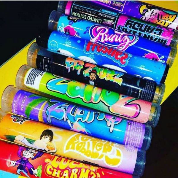 

joke's up 1 gram pre-rolls tube packaging premium blend of exotic helf flower frostiez certz og zourz lucky charmz preroll tubes
