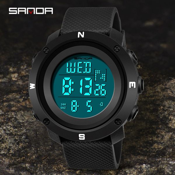 

sanda fashion trend waterproof sports watch youth digital couple watch women sport electronic digital gifts, Slivery;brown