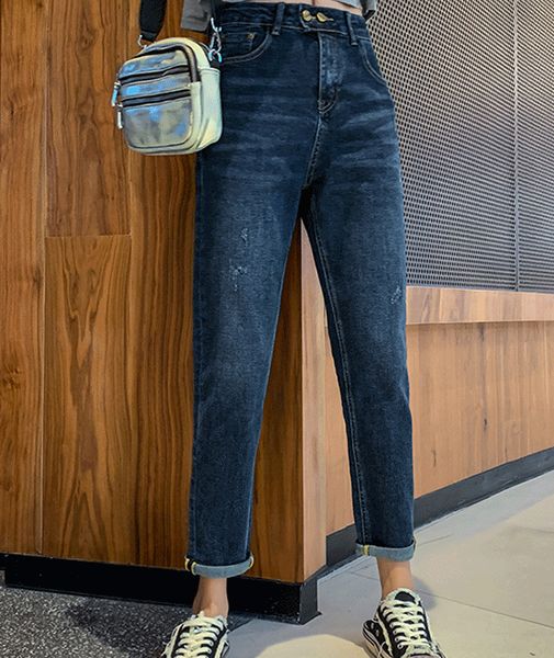 

темно-синий девять очки straight jeans wide-турецки тенденции моды, Blue
