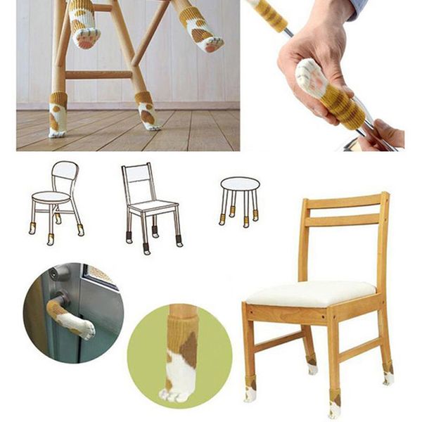 

4pcs table chair leg socks cloth floor cat knitting anti-slip chair cover sock foot covers floor protectors