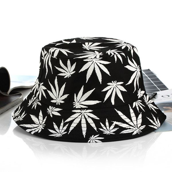 

2019 cotton maple leaf print bucket hat fisherman hat outdoor travel hat sun cap hats for men and women 188, Blue;gray