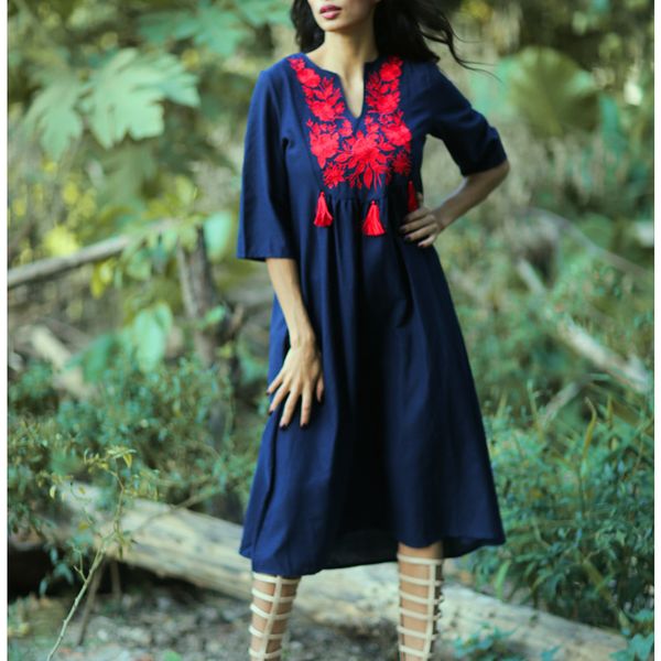 

khalee yose floral vintage women dress embroidery summer dresses boho hippie chic dress tassles beach holiday elegant dresses, Black;gray